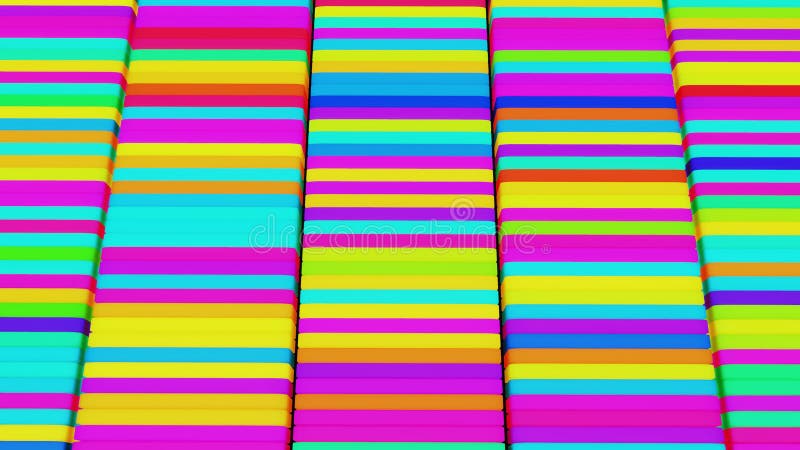 3d abstracto creativo festivo fondo con bucle que fluye animación multicolor columnas parpadeando diferentes colores ilustración del vector