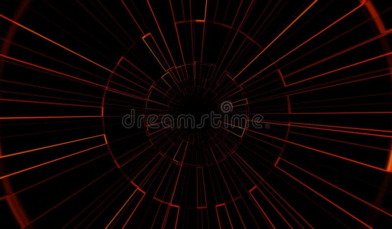 3d abstrakt rött digitalt tekniknätverk på svart bakgrund stock illustrationer