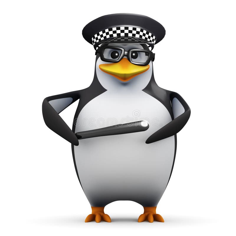 3d Academi Penguin Dressed As a Policeman Stock Illustration ...