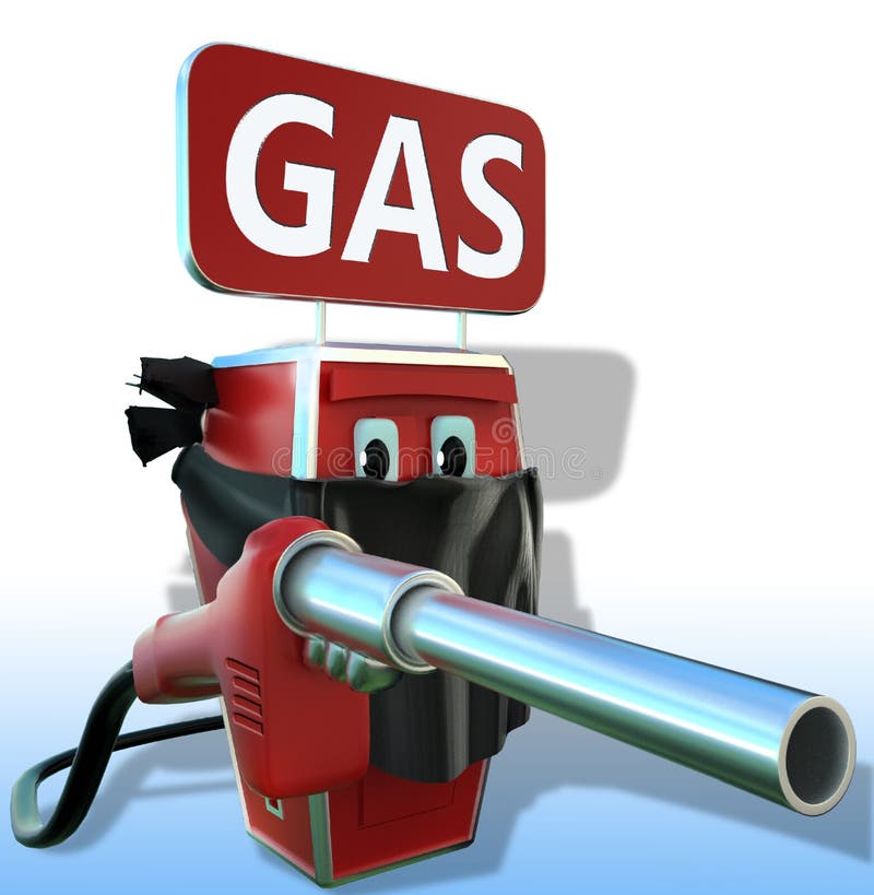 3d illustration. The fuel pump robs a person who buys gasoline or diesel fuel, a symbol of growth and volatile fuel prices for the population of the country. 3d illustration. The fuel pump robs a person who buys gasoline or diesel fuel, a symbol of growth and volatile fuel prices for the population of the country