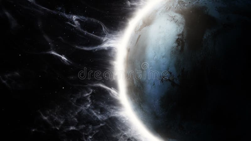 3D animatie van een vreemde planeet met verbazende atmosfeer
