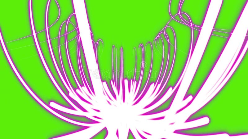 3d animation, abstract green background with pink blue neon lines. Transition to glowing lights royalty free illustration