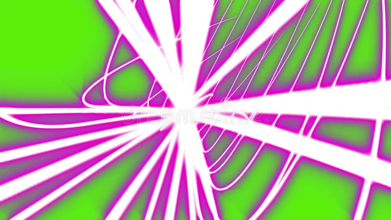 3d animation, abstract green background with pink blue neon lines. Transition to glowing lights royalty free illustration