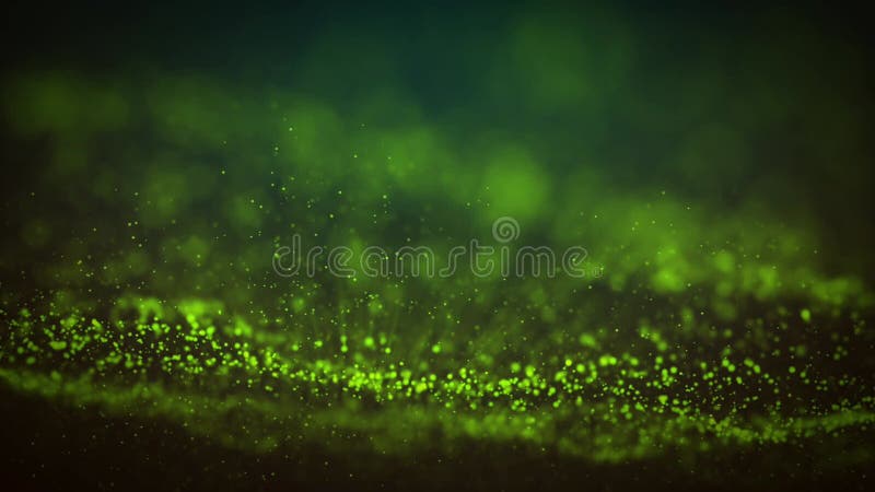 3d Animation with Colorful Grunge Particular Form Lines on Green Background. Abstract Multicolor Motion Graphics Design