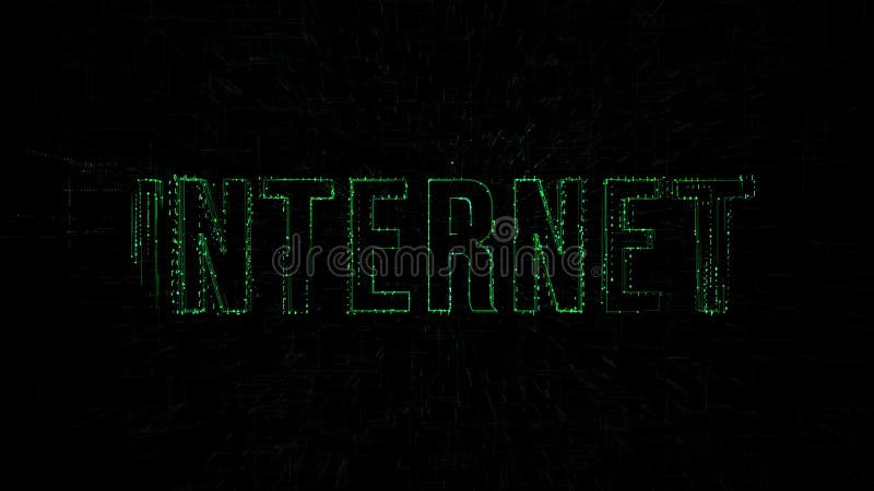 3D animation data digital code with `Internet` text vector illustration