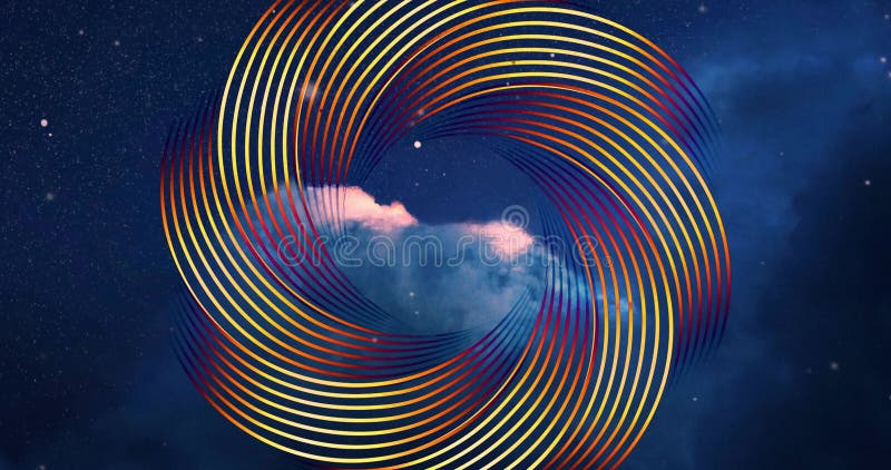 3d animation of Gold Metallic Abstract Flower Vortex, motion of geometric circles design isolated on black background. Looping vector illustration