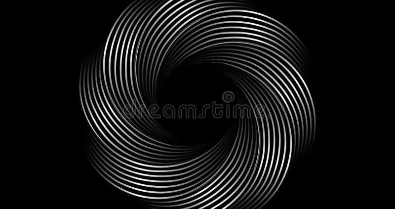 3d animation of Metallic Abstract Flower Vortex, motion of geometric circles design isolated on black background. Looping Video stock illustration