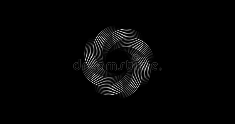 3d animation of Metallic Flower Vortex, motion of geometric circles design isolated on black background. Looping Video clip royalty free illustration