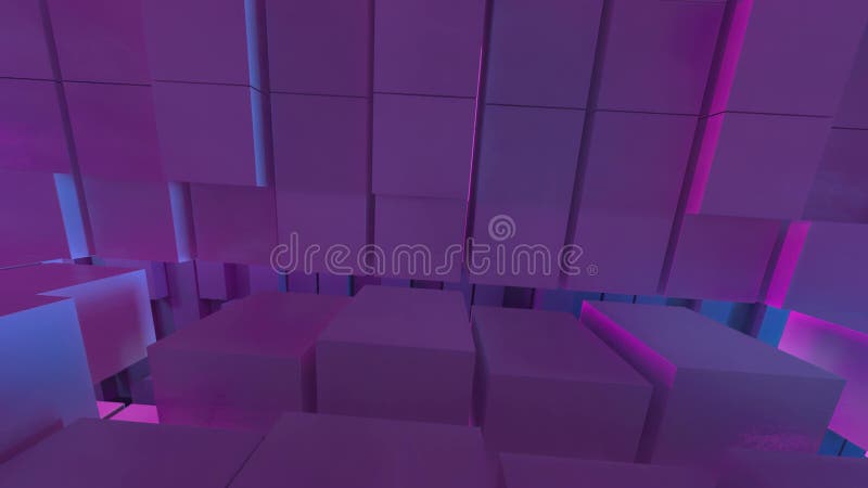 3D Animation purple square box, 360 Panoramic, Motion Abstract image of geometric background stock illustration