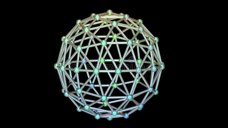 3d animation. Rotating lattic sphere stock illustration