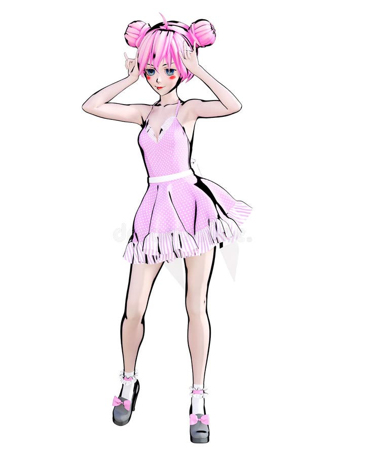 3D anime girl. stock illustration. Illustration of cartoon - 107457033