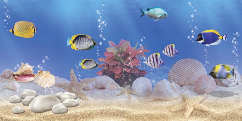 3d Underwater Living Room Wallpaper Design for Wall Decor, Underwater Fish  Aquarium Illustration Background. Stock Illustration - Illustration of  decoration, bubbles: 181940868
