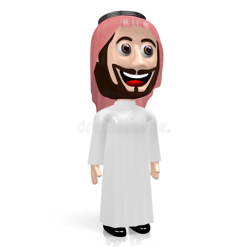 3D Arab - Funny Cartoon Character Stock Illustration - Illustration of  happy, kaffiya: 186161323