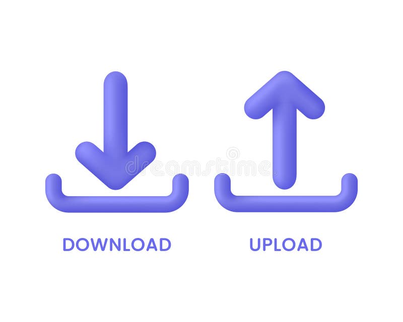 3D Arrow icon. Download and upload icons. Load internet data symbol vector illustration