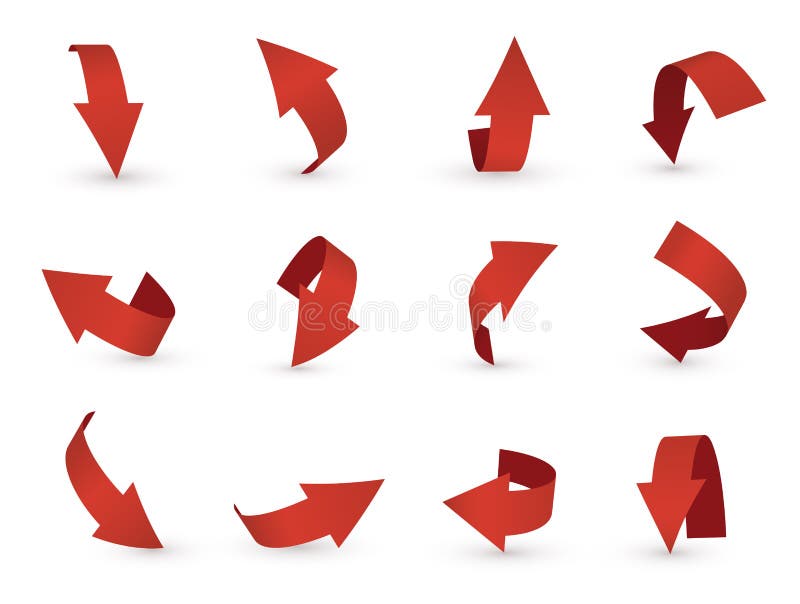 3d arrow icon, red pointer and direction