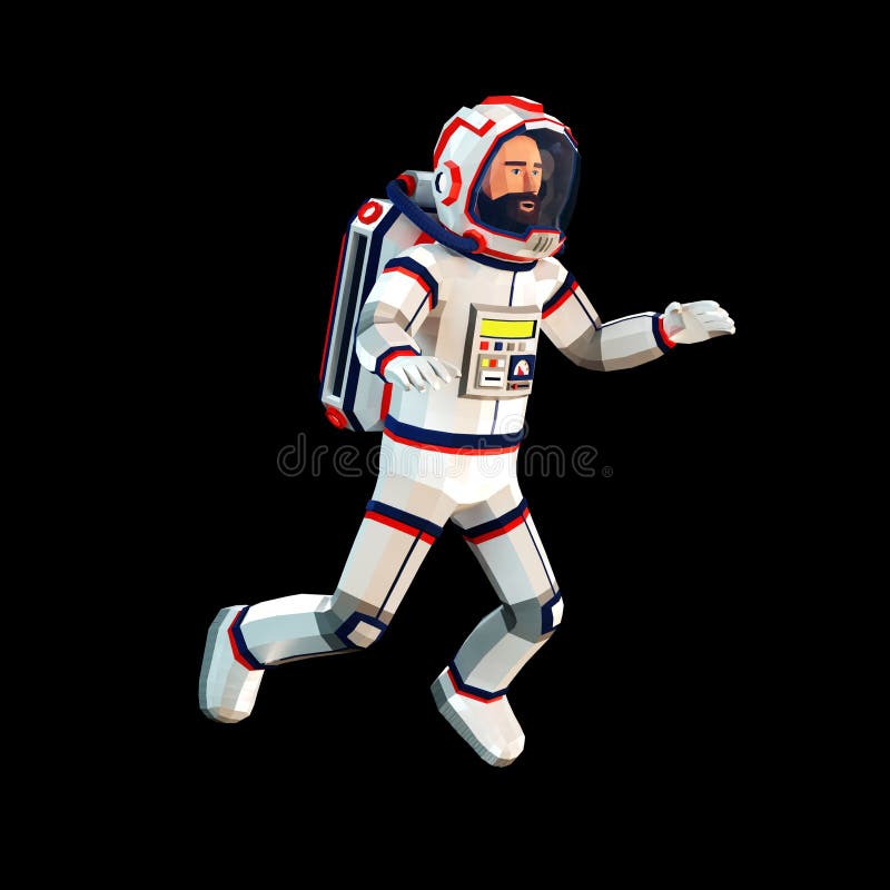 3D astronaut in a spacesuit floating in open space. royalty free illustration