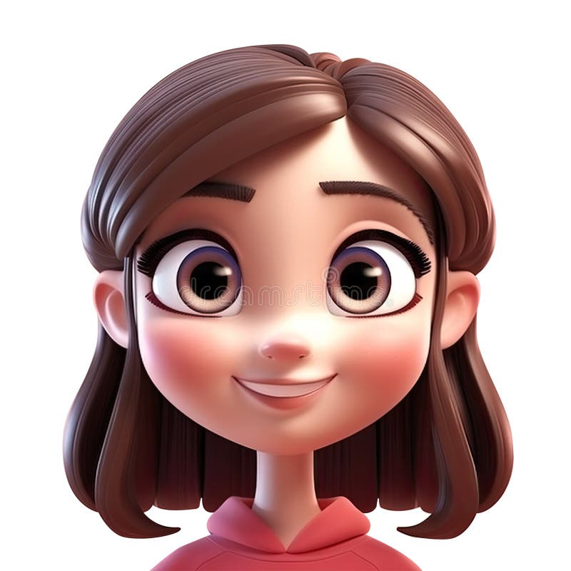 cute avatar girl for profile 3d model Stock Illustration