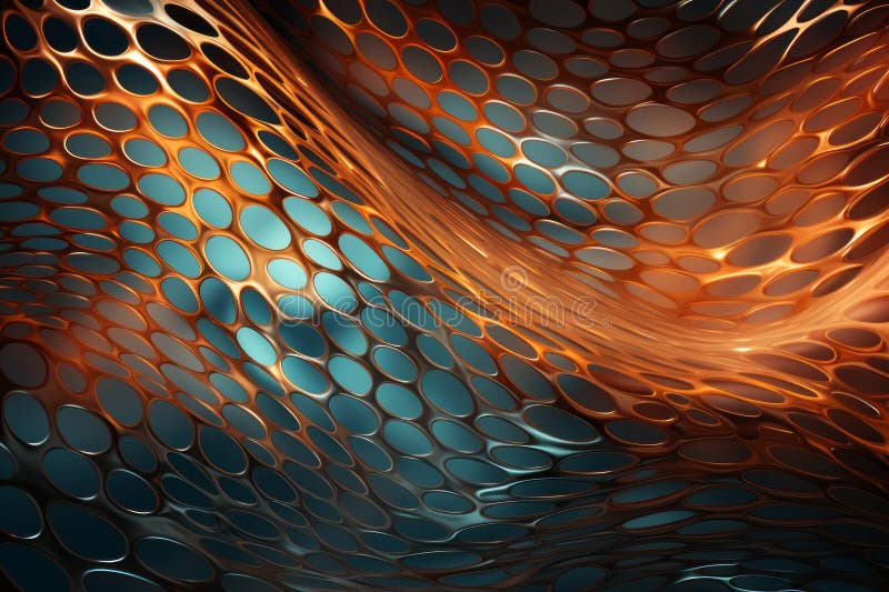 3D background with minimalistic graphic waves, characterized by a copper and blue color scheme stock photography