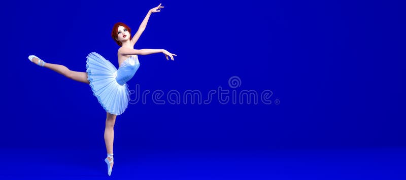 Ballerina in Blue Vector Watercolor Stock Vector - Illustration of ...