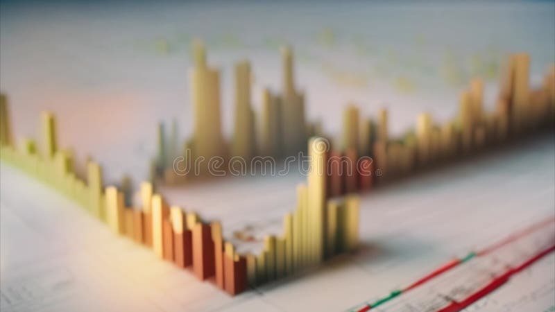 3D Bar Chart on Financial Data vector illustration