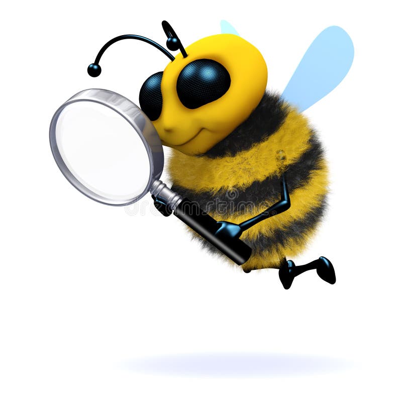 3d Bee Magnifies Stock Illustration Image 38956104
