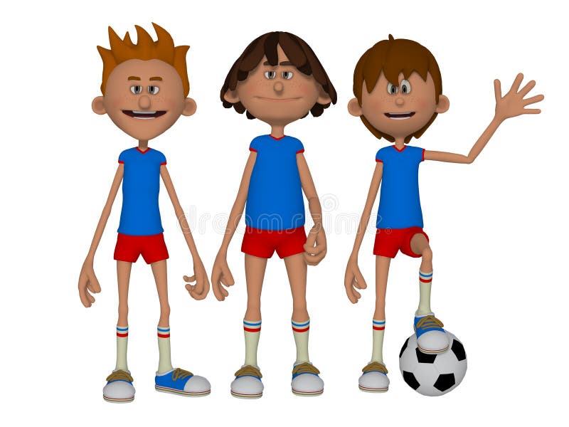 3d beeldverhaaljongens, voetbalteam royalty-vrije illustratie 3d beeldverhaaljongens, voetbalteam royalty-vrije illustratie