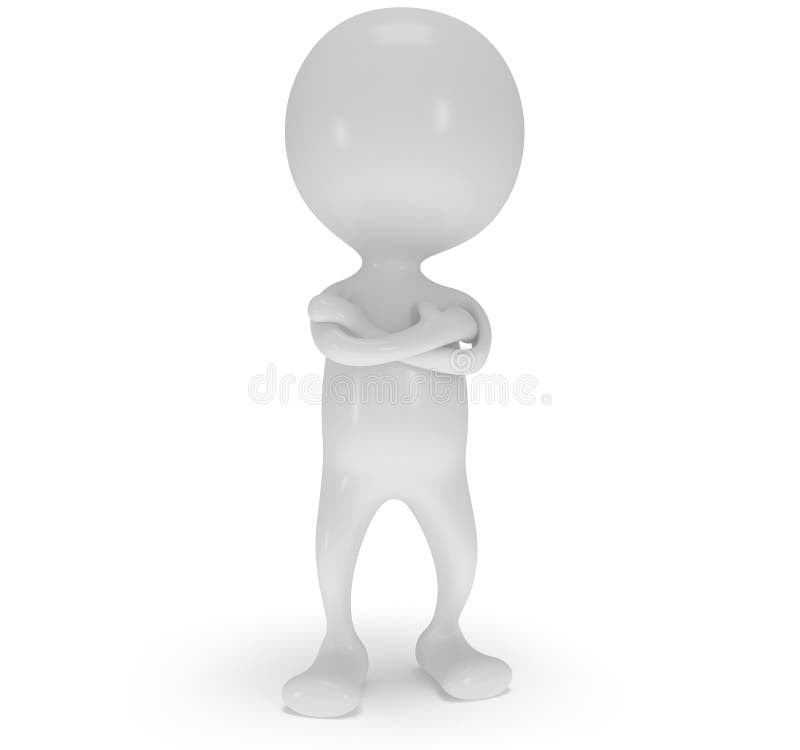 3d white man stand with folded arms. Render isolated on white. People, business concept. 3d white man stand with folded arms. Render isolated on white. People, business concept.