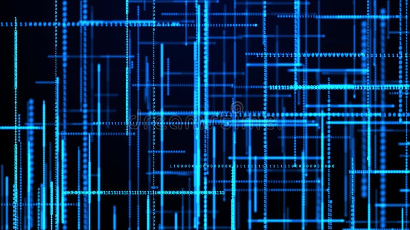 3d big data digital abstrait hologramme futuriste boucle matricielle animation. illustration stock