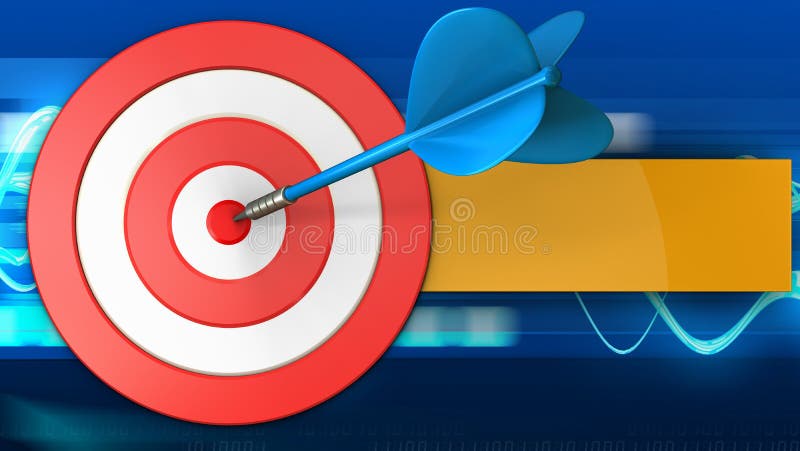 3d big taget with blue dart vector illustration