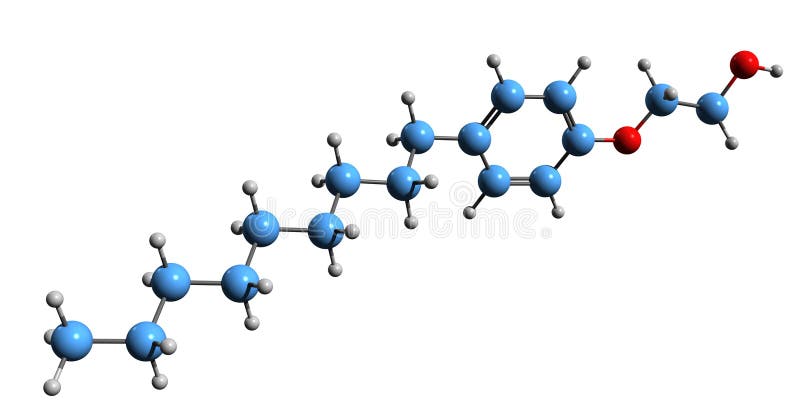 3d-bild av icke-fenoxipolyetoxietanol-skelettformel stock illustrationer