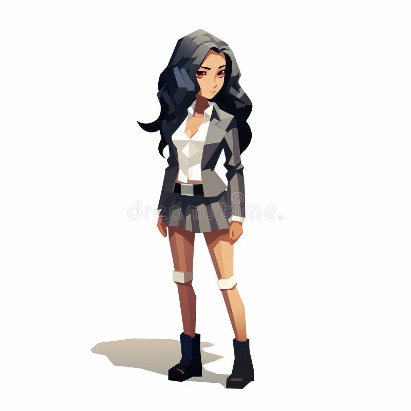 3d 8 Bit Pixel Cartoon of Mila and Blazer Stock Illustration