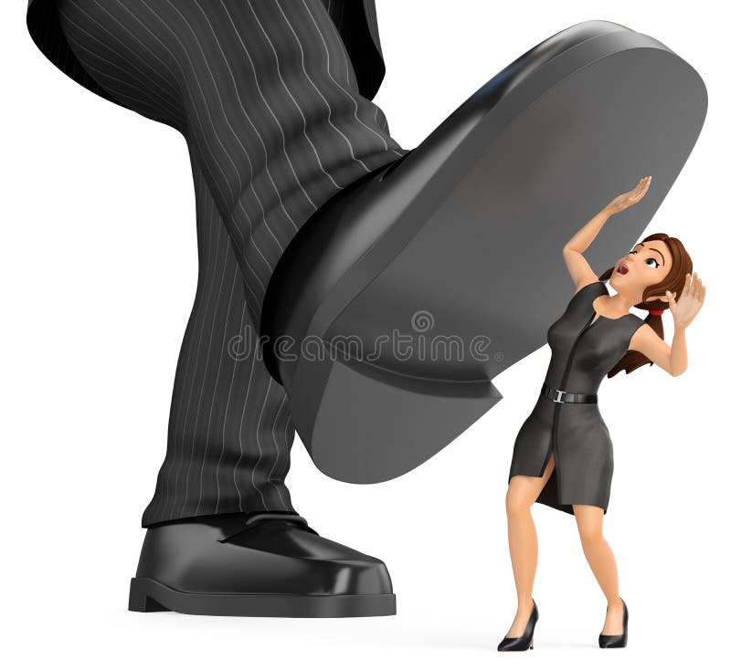 3D Biznesowa kobieta pod gigantyczną stopą mężczyzna Rodzaj nierówność ilustracja wektor 3D Biznesowa kobieta pod gigantyczną stopą mężczyzna Rodzaj nierówność ilustracja wektor