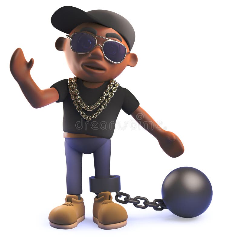 3d Black Hip Hop Rapper Cartoon Character with a Ball and Chain Stock  Illustration - Illustration of culture, musician: 149961605