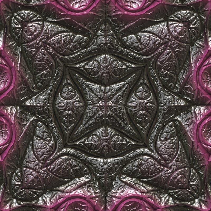 3d black violet kaleidoscopic fractal pattern stock illustration