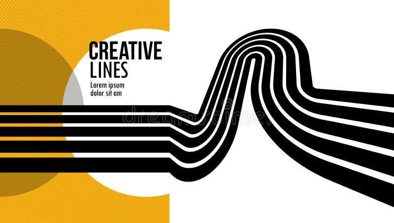 3D Black and Yellow Lines in Perspective Abstract Vector Background ...