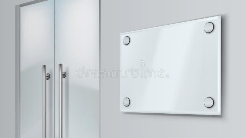 Download 3D Blank Glass Sign Door Name Office Panel Mock Up Stock Vector - Illustration of hall, logotype ...