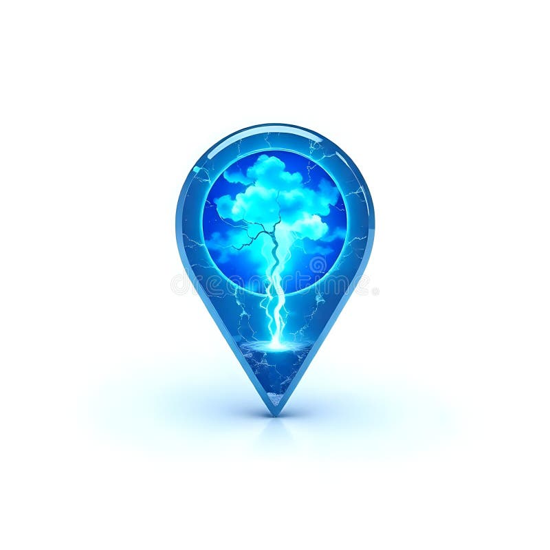 3D Blue Crystal Map Pin Pointer Isolated on White Background. Image. stock illustration.