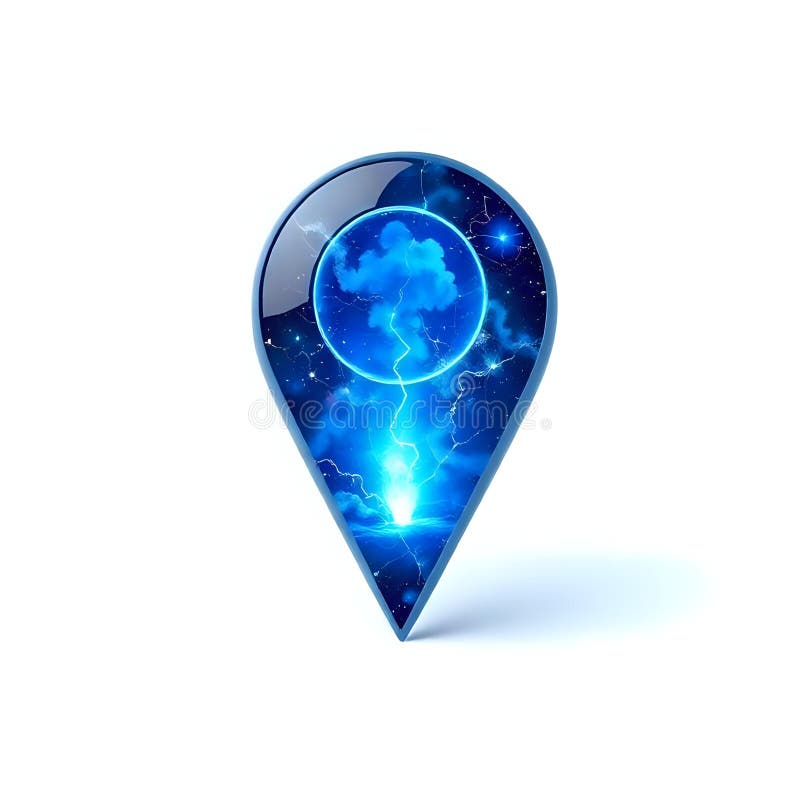 3D Blue Crystal Map Pin Pointer Isolated on White Background. Image. royalty free illustration.