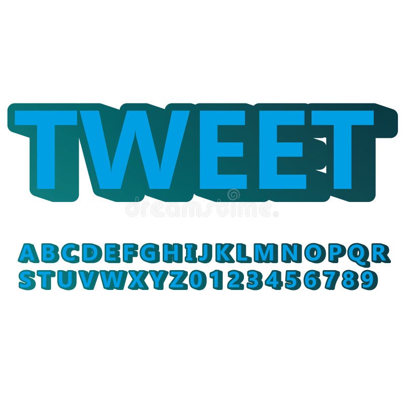 3d blue font alphabet and numbers, tweet word royalty free illustration