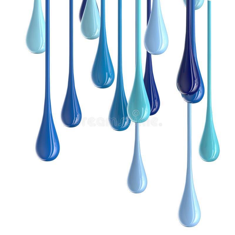 3D Blue Glossy Paint Drop Blobs Stock Illustration - Illustration of ...