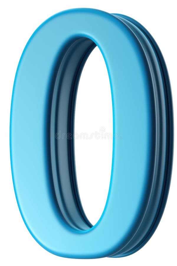 3D Blue Number Zero. Symbol Of Completeness And New Beginnings Isolated On Transparent Background stock images