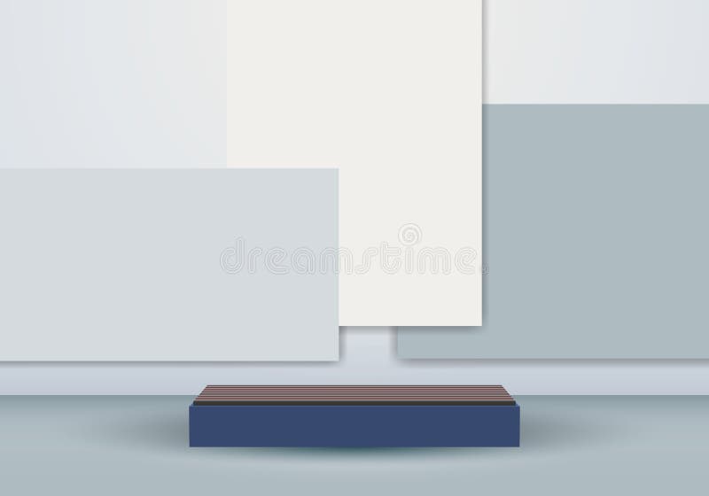 3D blue podium minimal gray geometric scene background royalty free illustration