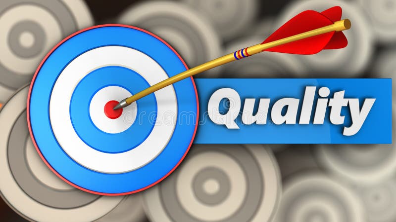 3d blue target with quality royalty free illustration
