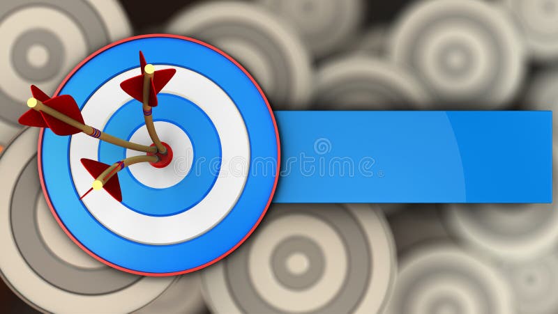 3d blue target with three arrows stock illustration