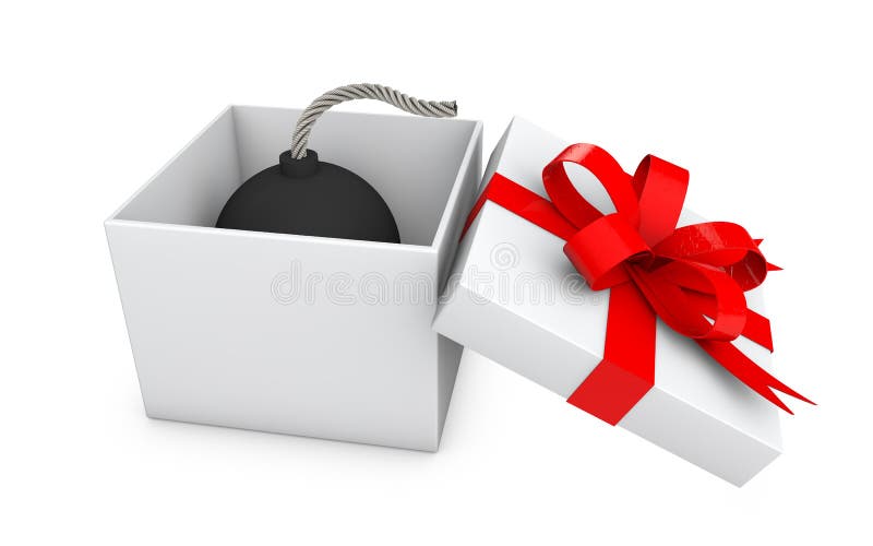 3d bomb in gift box stock illustration. Illustration of package 59586957