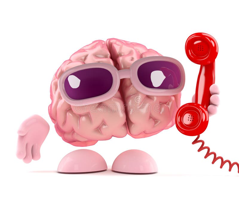 3d Brain answers the phone stock illustration. Illustration of call