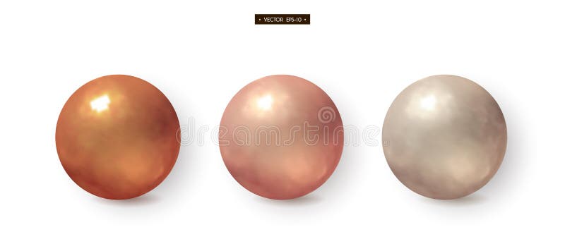 3d bronze, brass, copper, silver balls Set of realistic elements for design Vector illustration stock illustration