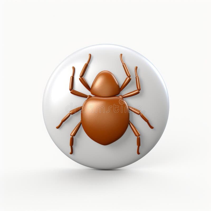 3d Brown Tick Illustration on White Isolated Background Stock