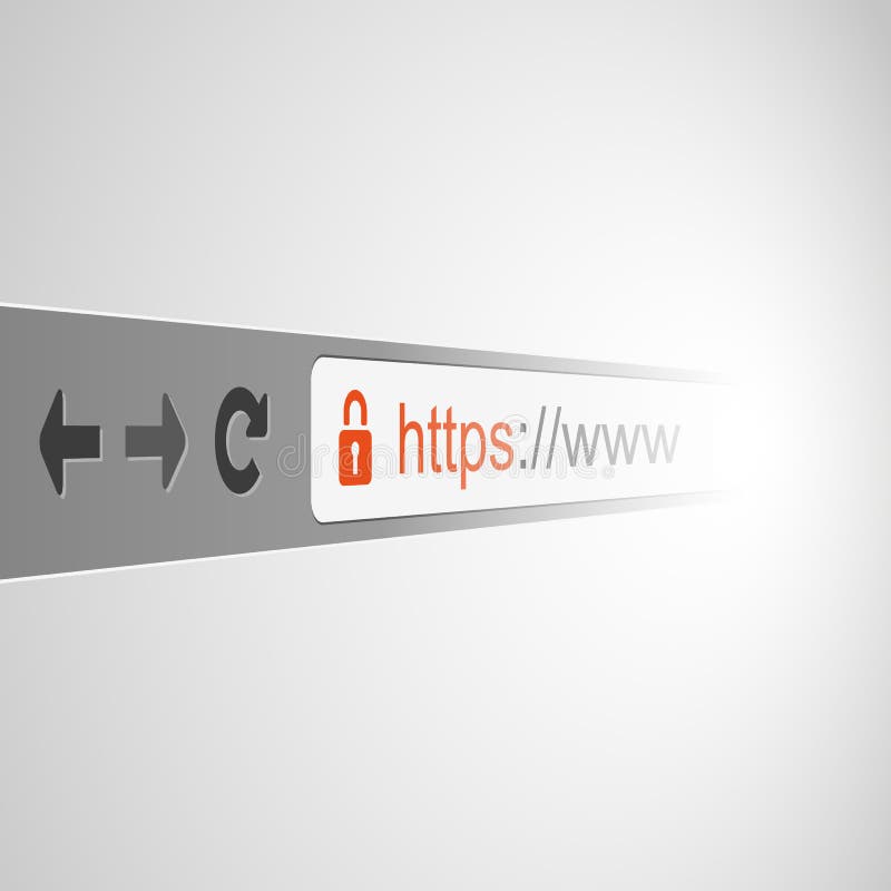 3D Browser Address Bar Design with HTTPS Protocol Sign vector illustration