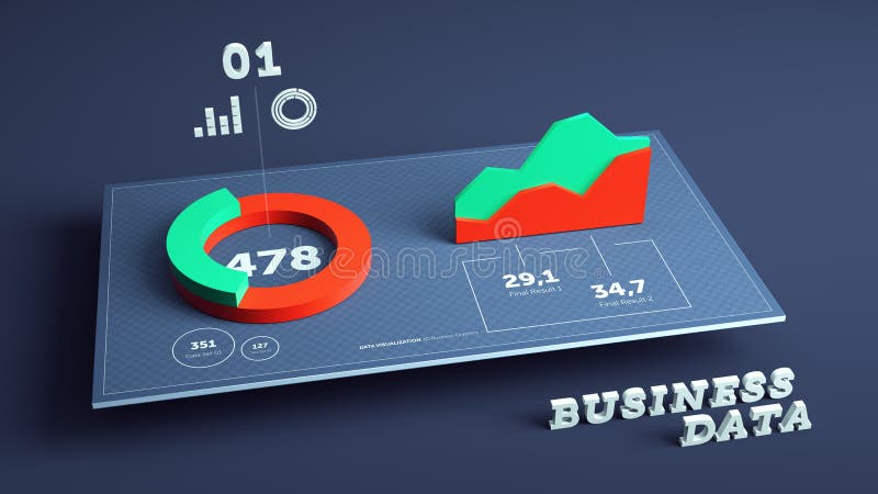 3D business data visualization background vector illustration